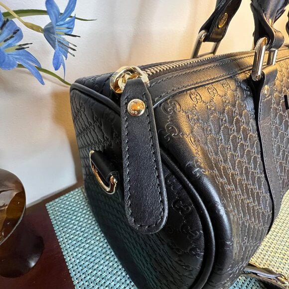 Gucci Micro Guccissima 2WAY Boston Bag Handbag Leather Black - Picture 14 of 16